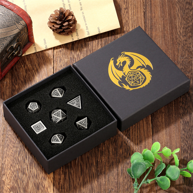 Board Game Roleplay - 7pcs/set Metal Polyhedral Dice for Table
