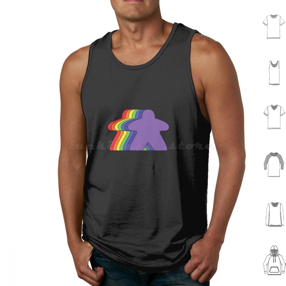 Board Game Geek - Rainbow Meeples Tank Tops Print Cotton